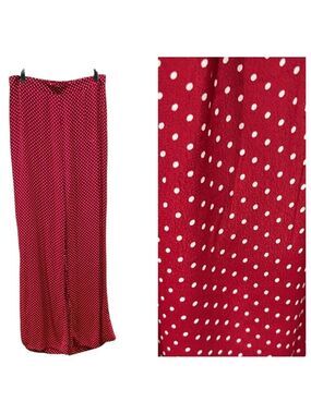 NWT Sage The Label High Waisted Wide Leg Polka Dot Dress Pants SZ M Red White